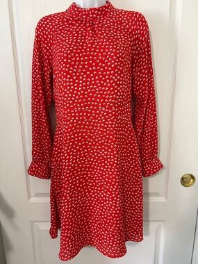 Dress Red Long Sleeve Preppy Classic Cherry Girl